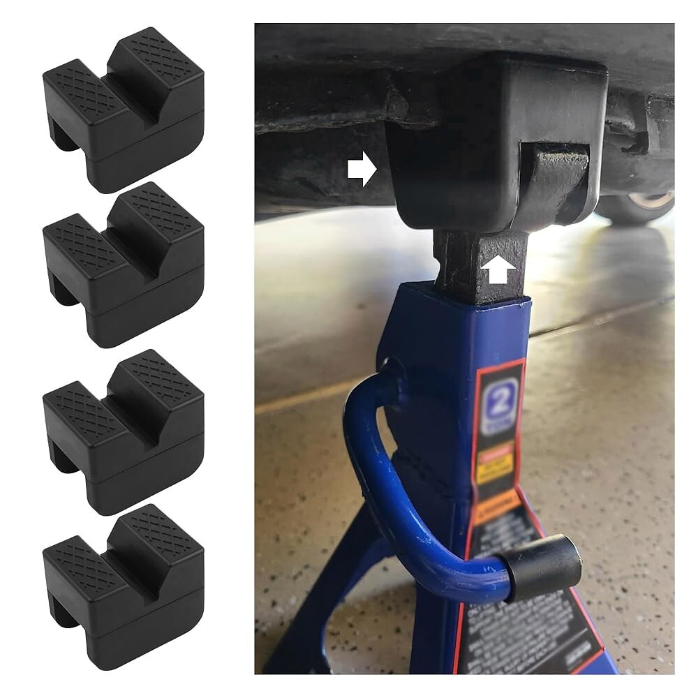 [오늘출발] 4PCS 슬롯형 핀치 웰드 잭 패드 고무 어댑터로 쿠셔닝 및 미끄럼 방지 범용 2톤 스탠드 패드 자동차 액세서