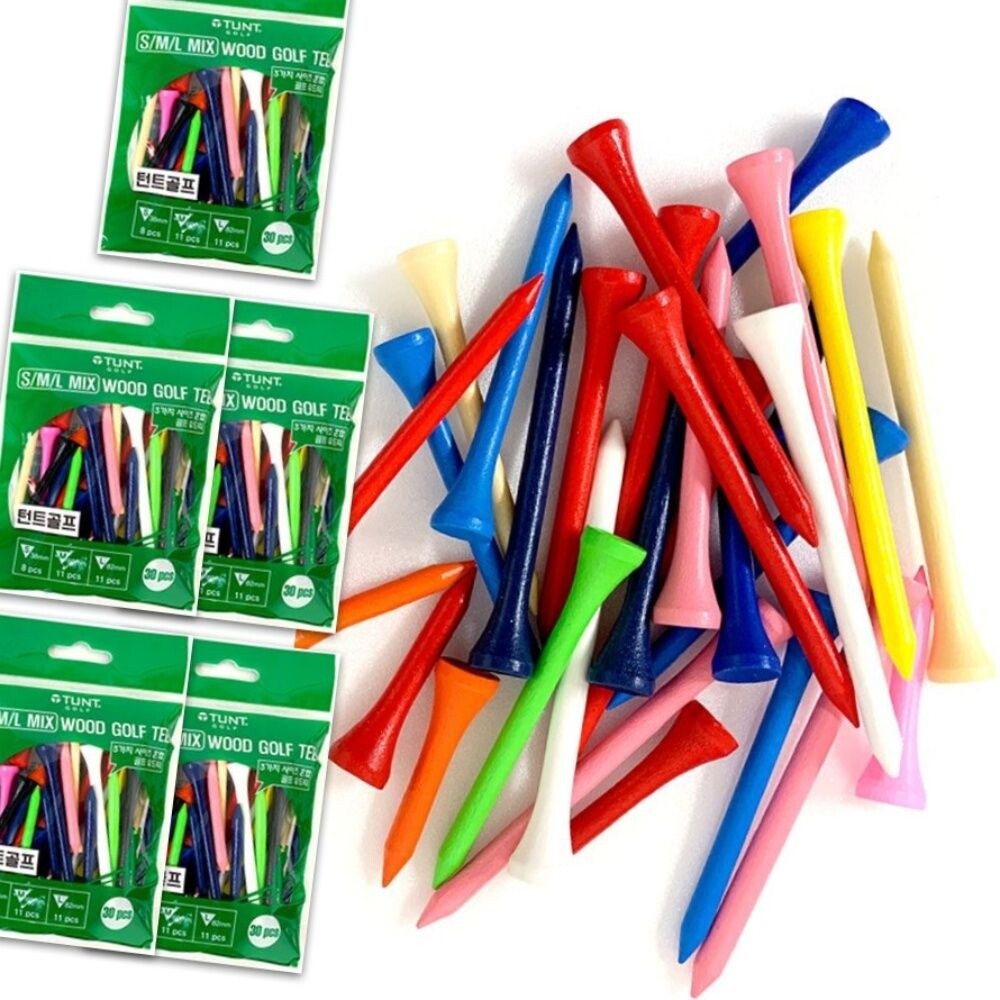 고무링 티꽂이 버디용품 찾기쉬운 가벼운 대나무 컬러 골프티/TEE 골프공티 골프볼티 티꽃이 티홀더