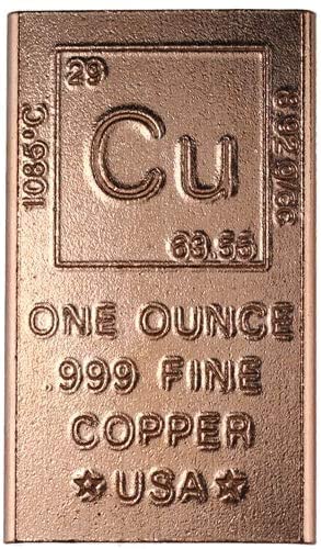 [오늘출발] 1온스 구리 막대 - 고유 금속 인증을 받은 999개의 순수 화학 요소 디자인