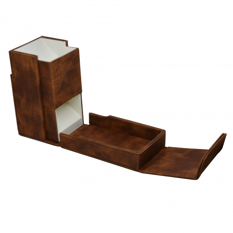 [해외] 가죽 주사위 타워 게임 액세서리 깔끔한 디자인 보관 휴대용 다이스타워 레드 2_올리브 PU 체스 타워