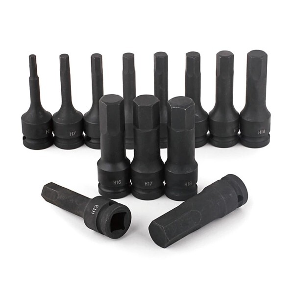 [오늘출발] 미터법 1/2 드라이브 임팩트 소켓 세트 육각 긴 에어 H4/H5/H6/H7/H8/H9/H10/H11/H12/H13/H14/H15/H16/H17