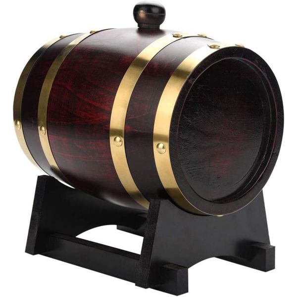 오크통1.5 오크 숙 목재 스탠드 병뚜껑 및 스파igot 미니 위스키통 가정용 알코올 증류기 와인메이커용 칵