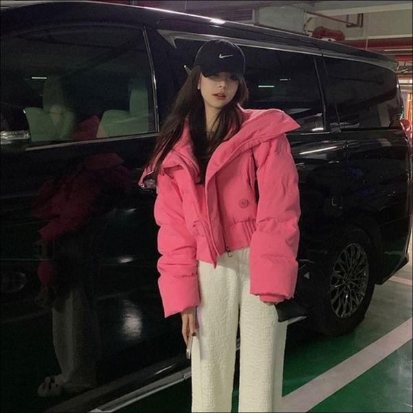 여성 크롭 숏패딩 얼굴소멸 빅카라 오버핏 겨울 아우터 2색 WFL3KA7