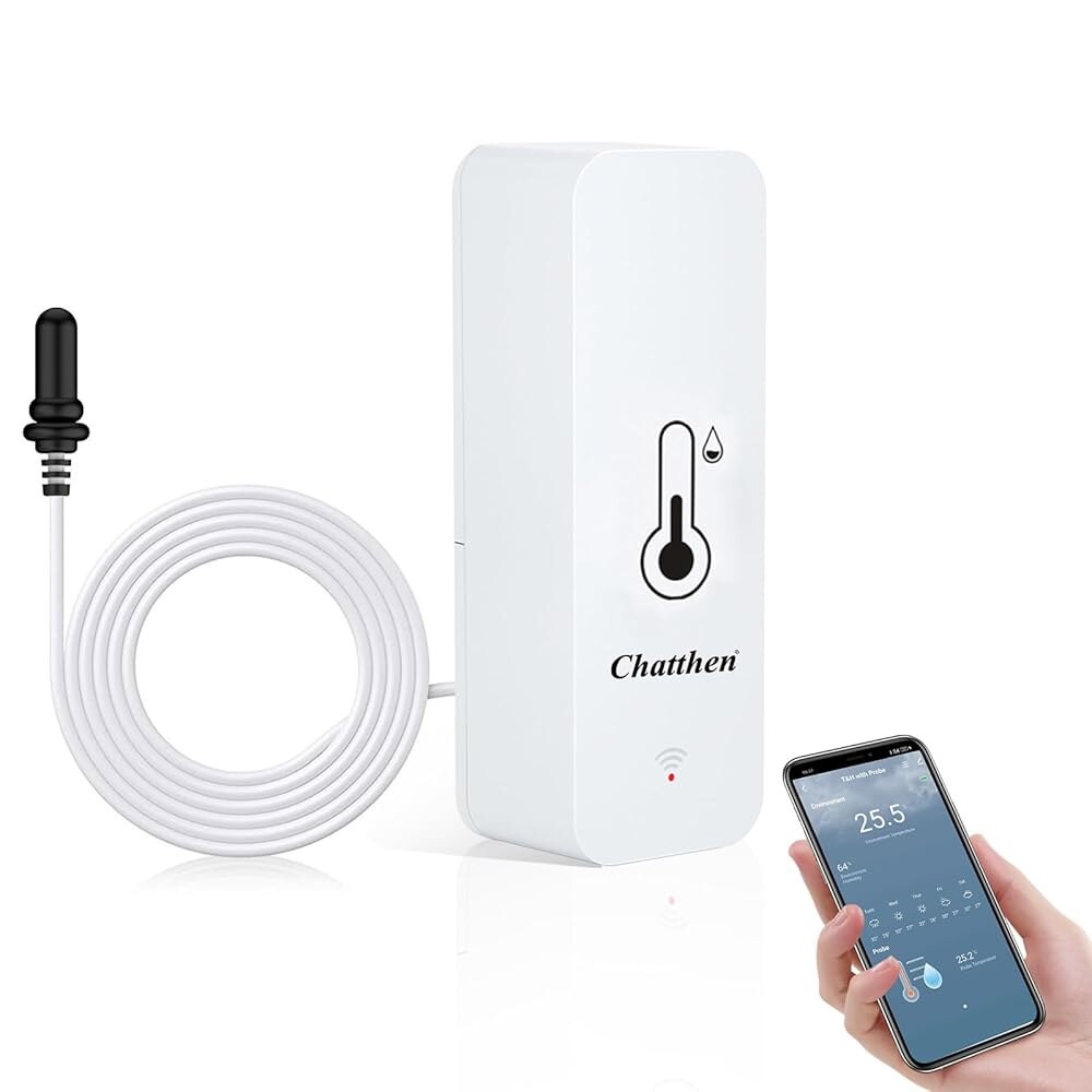 [오늘출발] 채팅텐 수족관 온도계 스마트 어항 온도계 앱 모니터 무료 데이터 내보내기 화씨/섭씨( / ) 실용 WiFi