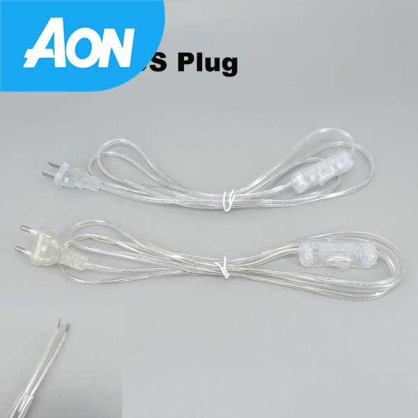 [오늘출발] 투명한 AC 전원 코드   유럽 303 온라인 스위치  EU 플러그 익스텐션 케이블  LED 테이블 램프 B4용   와이