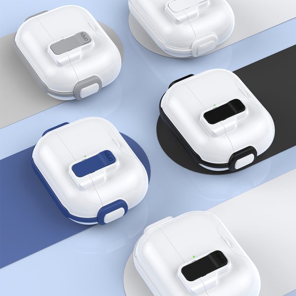 (모든지)에어팟 4세대 케이스 투톤 컬러팜 이중 블록 잠금 버튼 케이스