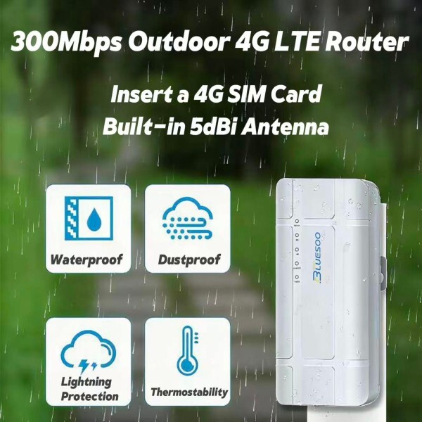 [오늘출발] ? 2025년  300Mbps 야외용 4G LTE 라우터 IP65 방수 SIM 카드 슬롯  빌라 농장용 장거리 커버리지 와이파이