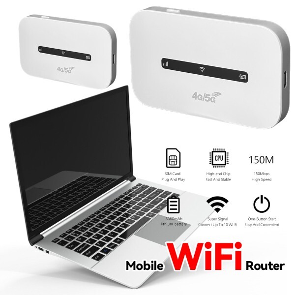 [오늘출발] 4G LTE 휴대용 WiFi 핫스팟 3000mAh 150Mbps 무선 인터넷 라우터(SIM 카드 슬롯 ) 자동차 여행용 포켓 모바