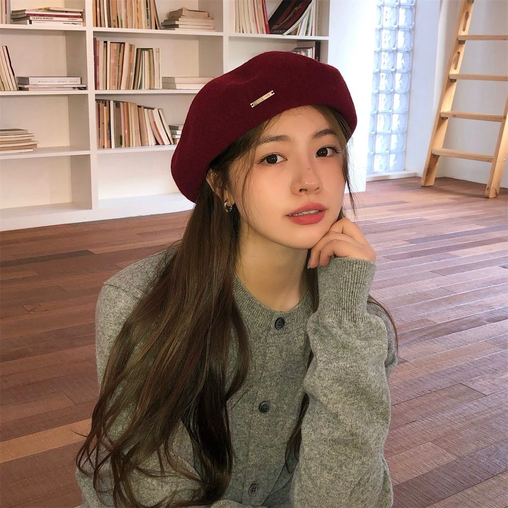 심쿵 패피 헌팅캡 빈티지 앙콜라 레드 베레모 추동 순양털 턱시도 화백 모자 살짝살짝 원픽4