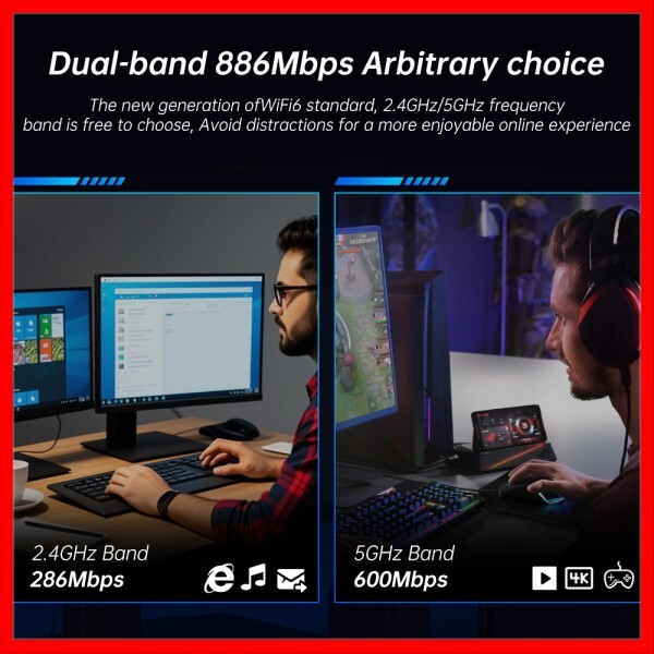 WI-FI 6 AX900 BT5.4 PCIE WiFi 어댑터 듀얼 밴드 2.4G/5GHz(짧은 블록 버전(8CM) 포함) 데스크탑 Win10/11