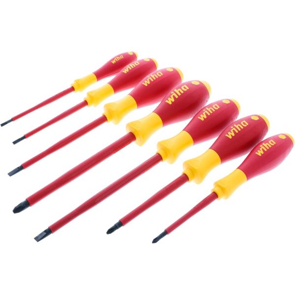 드라이버 십자 일자 정밀 Wiha 32099 절연 소프트피니시 세트 7개 구성 롱 리치 1000V VDE 슬롯 및 크로스
