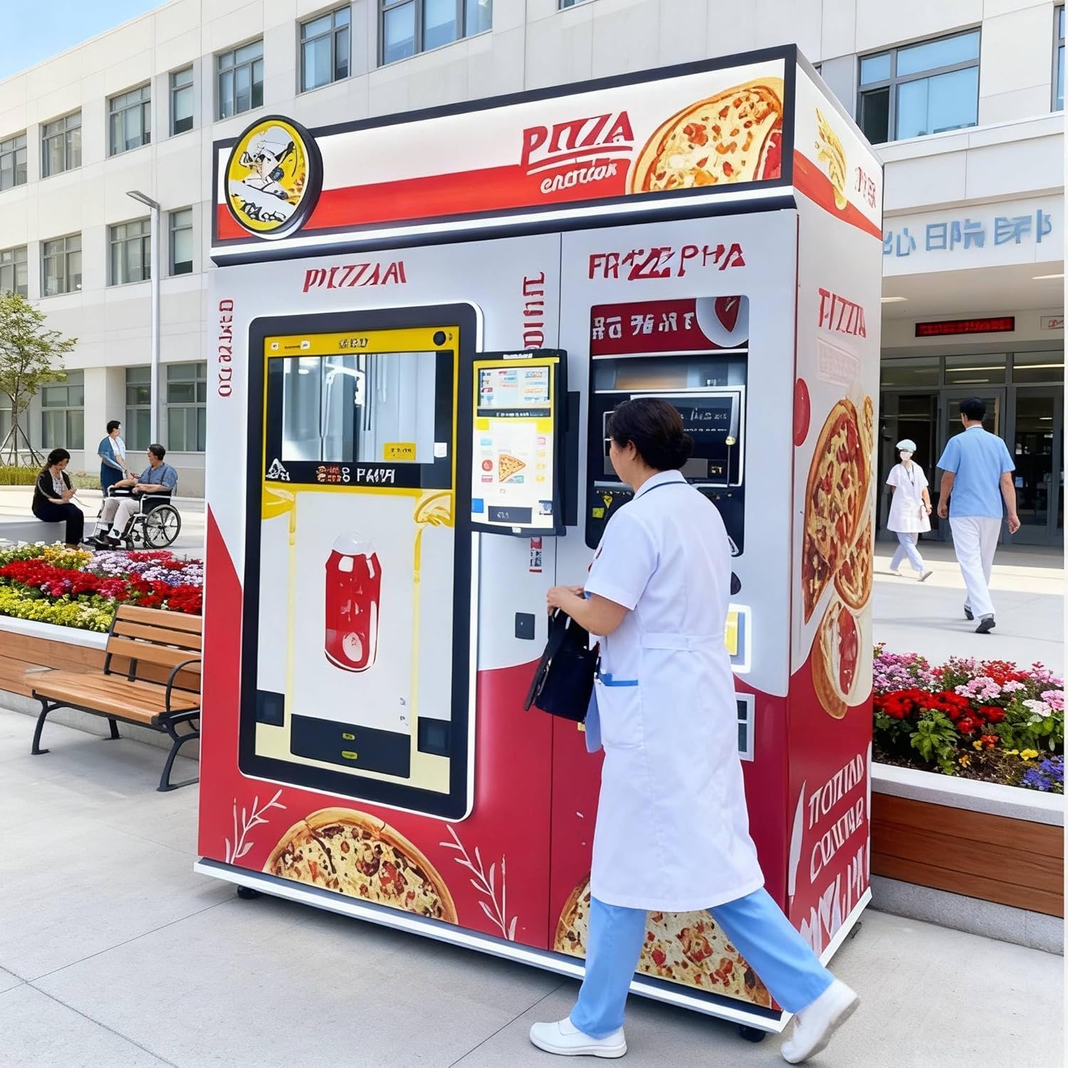 [오늘출발] 대형 터치스크린 스마트 피자 자판기 현금 및 카드 결제가 가능한 완전