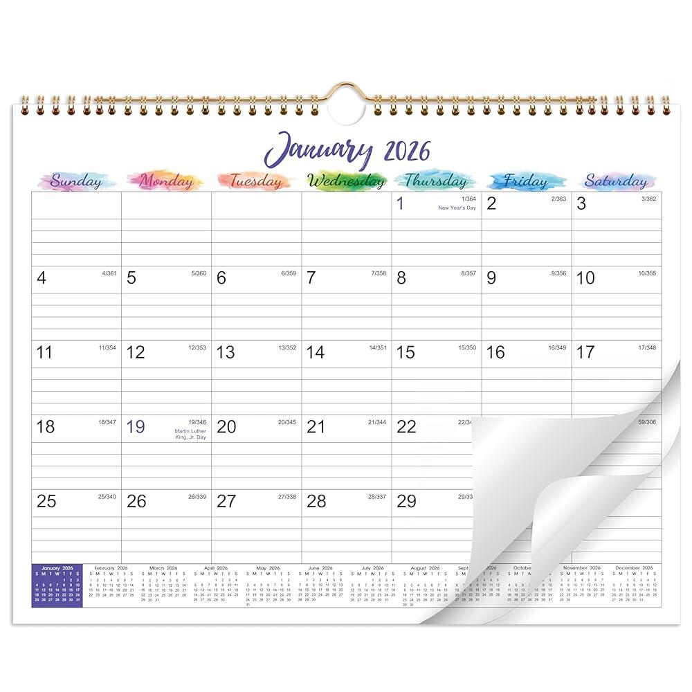 [오늘출발] 2026-2027 Wall Calendar - 18 Months from January 2026 June 2027 14.6 x 11.4 Twin-Wire Binding Large