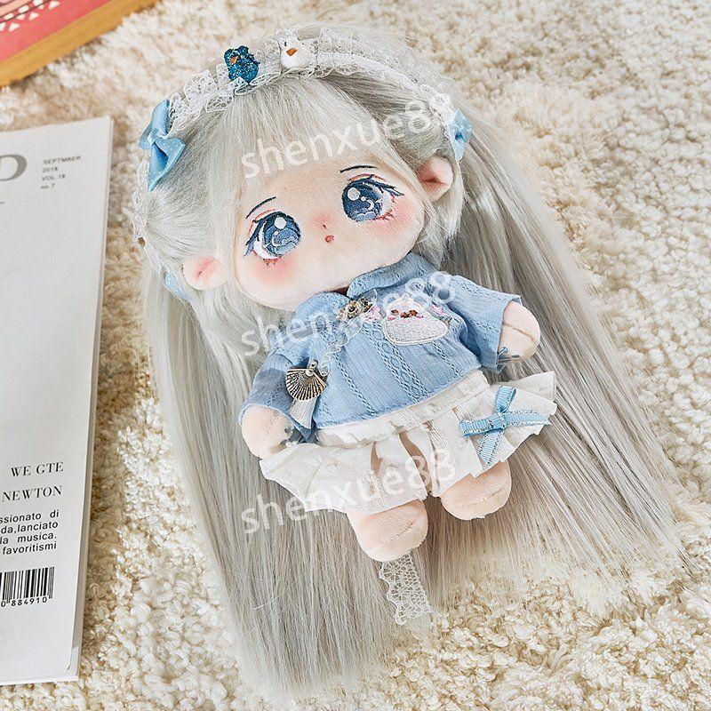 무속성 20cm 솜인형 아이돌 인형옷 예쁜 여자 솜뭉치 솜깅이 영월+강남 비+실크 헤어 줄x2 20cm (뼈대 있음