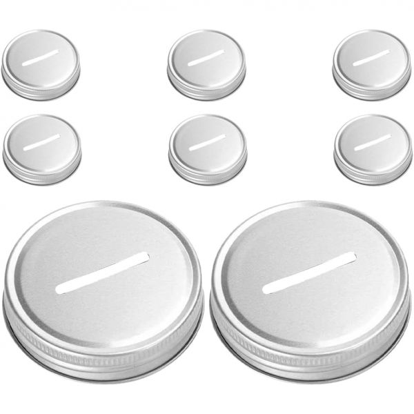 뚜껑 다용도 공병 쥬스 헬리리 금속 동전 슬롯 은행 와이드 마우스 메이슨 병용 70mm 은색 나사 캡 통조림
