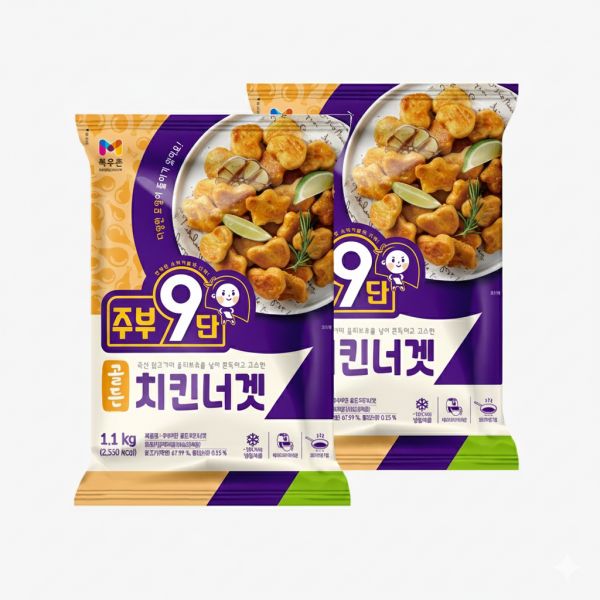 [농협]목우촌 목우촌 주부9단 골든 치킨너겟 1.1kg+1.1kg (총 2개)