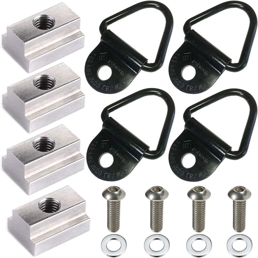 [오늘출발] 4 키트 베드 레일 액세서리 토요타 타코마 클리트 타이 다운 앵커 링 T 슬롯 너트 툰드라 데크 픽업 카고