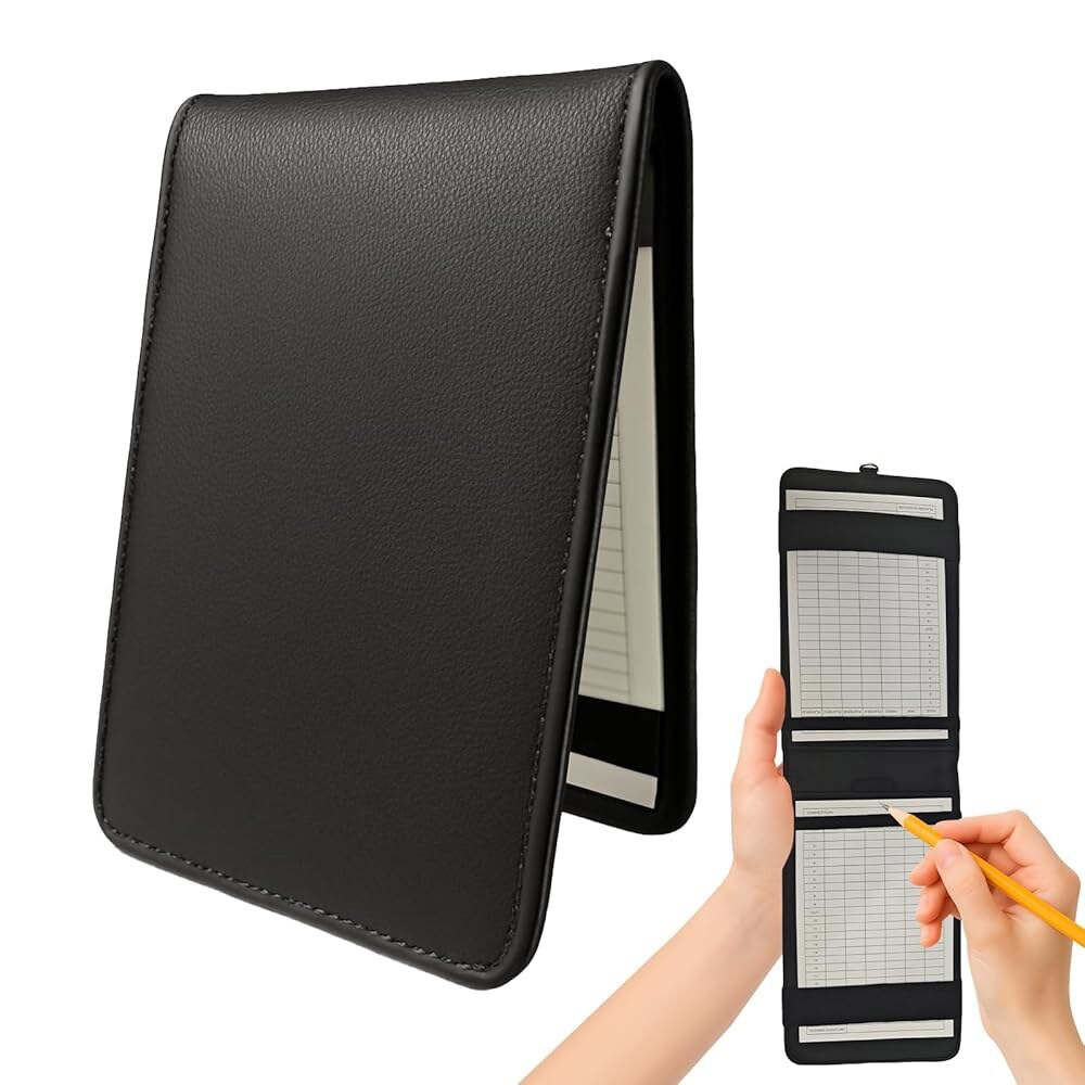 [오늘출발] YFANITI 가죽 골프 스코어카드 홀더 홀더 골프 야드지 북 커버 북(블랙)