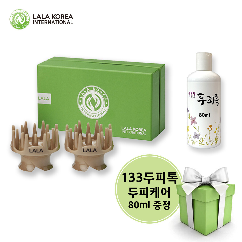 [오늘출발] 라라코리아 은괄사 두피괄사 지압 마사지기 2개 한세트 16개 지압봉 + 133 두피톡 스케일링 케어 80ml