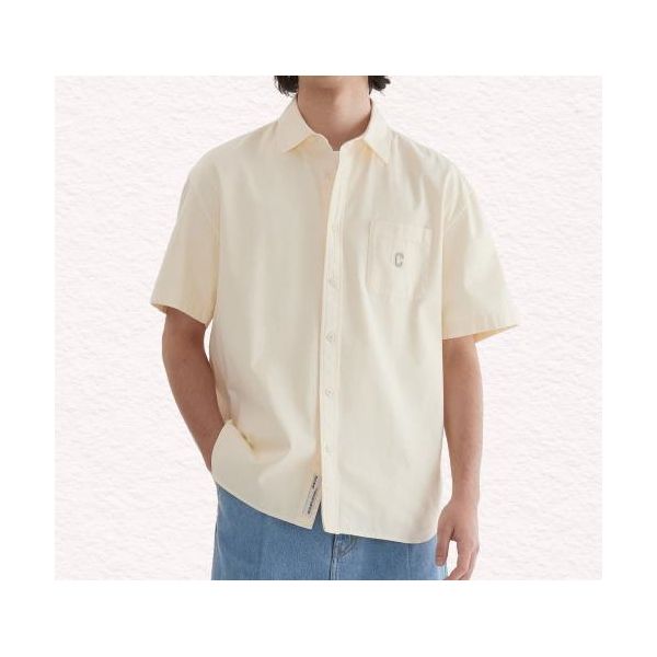 커버낫 COVERNAT C 로고 피그먼트 옥스포드 하프 셔츠 Lemon CO2502SS31LM 293877