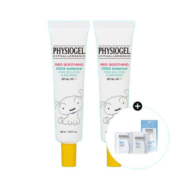 (정품) 혼합자차 시카밸런스 솔루션 썬스크린 선크림 짱구 30ml 2개 (SPF50+ PA++++) 모공케어+(증정) 클렌