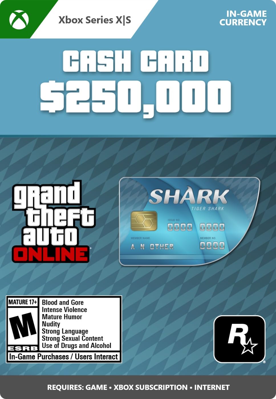 [오늘출발] GTA 온라인: 타이거 샤크 캐시 카드 - Xbox 시리즈 X|S 디지털 코드