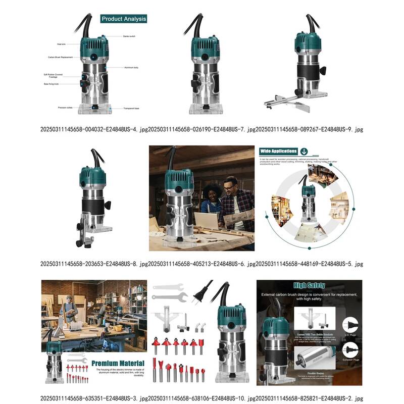 트리머 충전식 유선 목공 다기능 전기 목재 밀링 라우터 다용도 조각 슬롯팅 기계 파워 툴 포함