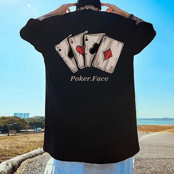 에이치플러스몰 하프클럽/기본 포커 프린팅 반팔티