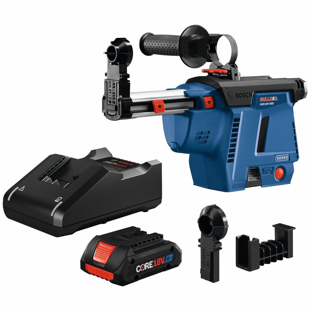 BOSCH GDE18V-26DB15 SDS-plus Bulldog 모바일 분지 추출기 키트 CORE18V 4.0Ah 컴팩트 배터리 1개 포함