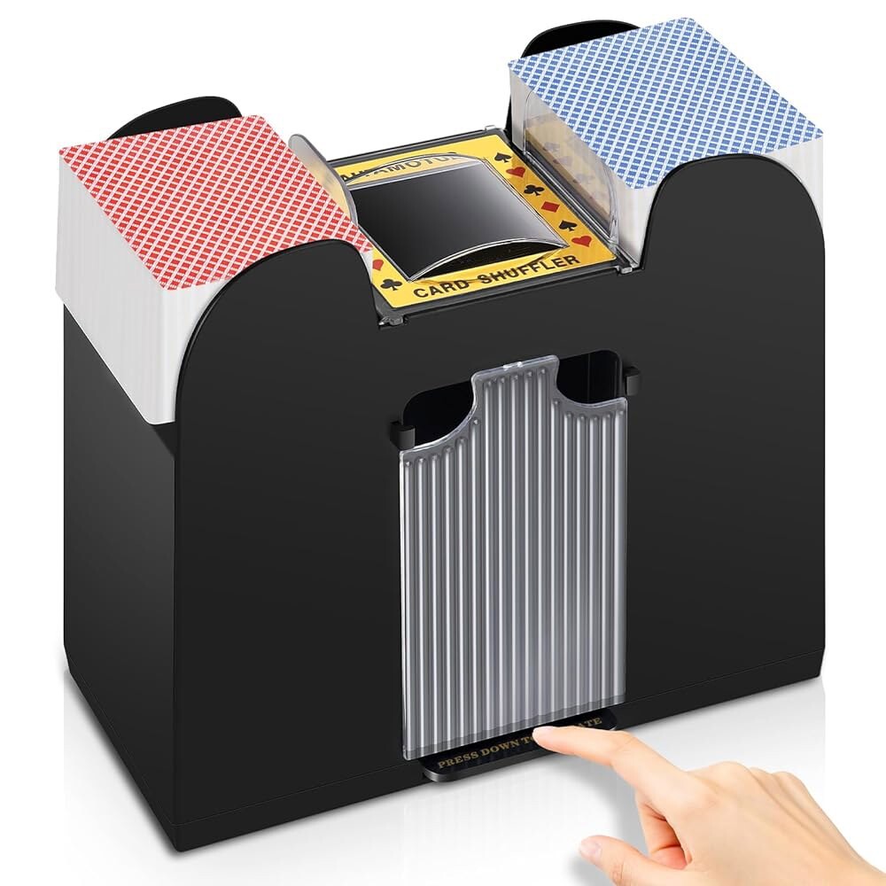 [오늘출발] 유니웨이 자동 카드 셔플러 배터리로 작동하는 전기 클럽 홀덤 카지노 블랙잭 게임 페이즈 파티 포커용 UNO