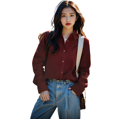 [해외] 다빈 호빵걸 여자 키작녀 무지데님 셔츠 빈티지 정숄더 레이어드 가을겨울 이너 코듀로이 상의 꾹4