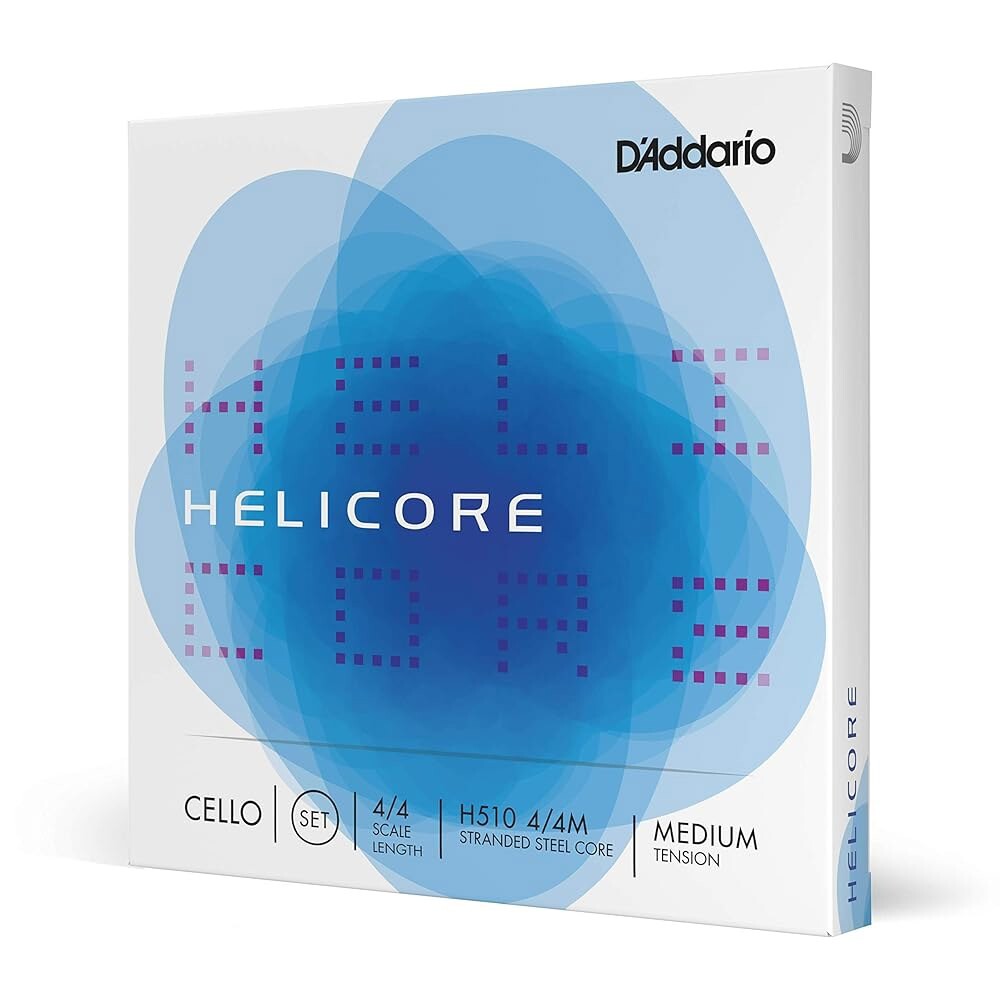 [해외] Du2019Addario H510 헬리코어 첼로 현 세트 4/4 스케일 중간 장력(1세트) u2013 스트론드 스틸 코어로 최적
