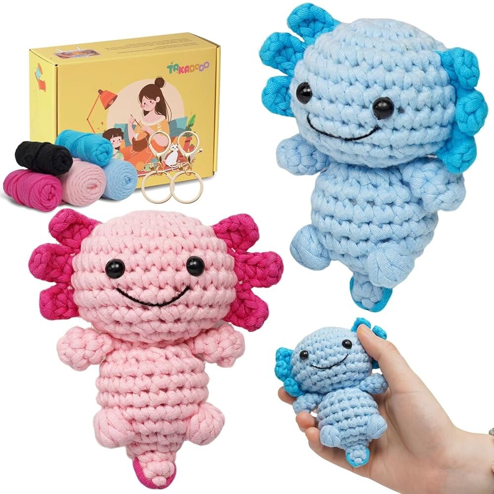 [오늘출발] 초보자를 위한 다카도 성인 Axolotl 및 - 단계별 튜토리얼 성인용 크로셰 배우기 키트 동영상