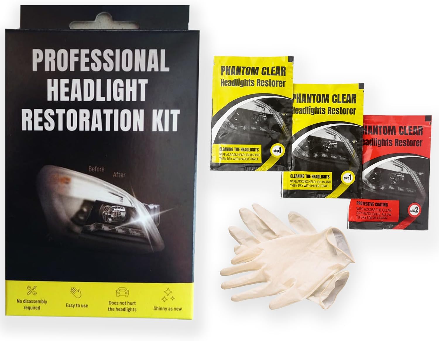 [오늘출발] 완전한 헤드라이트 복원 키트 - 전문가용 복원기 및 청소기 산화 황변 연무