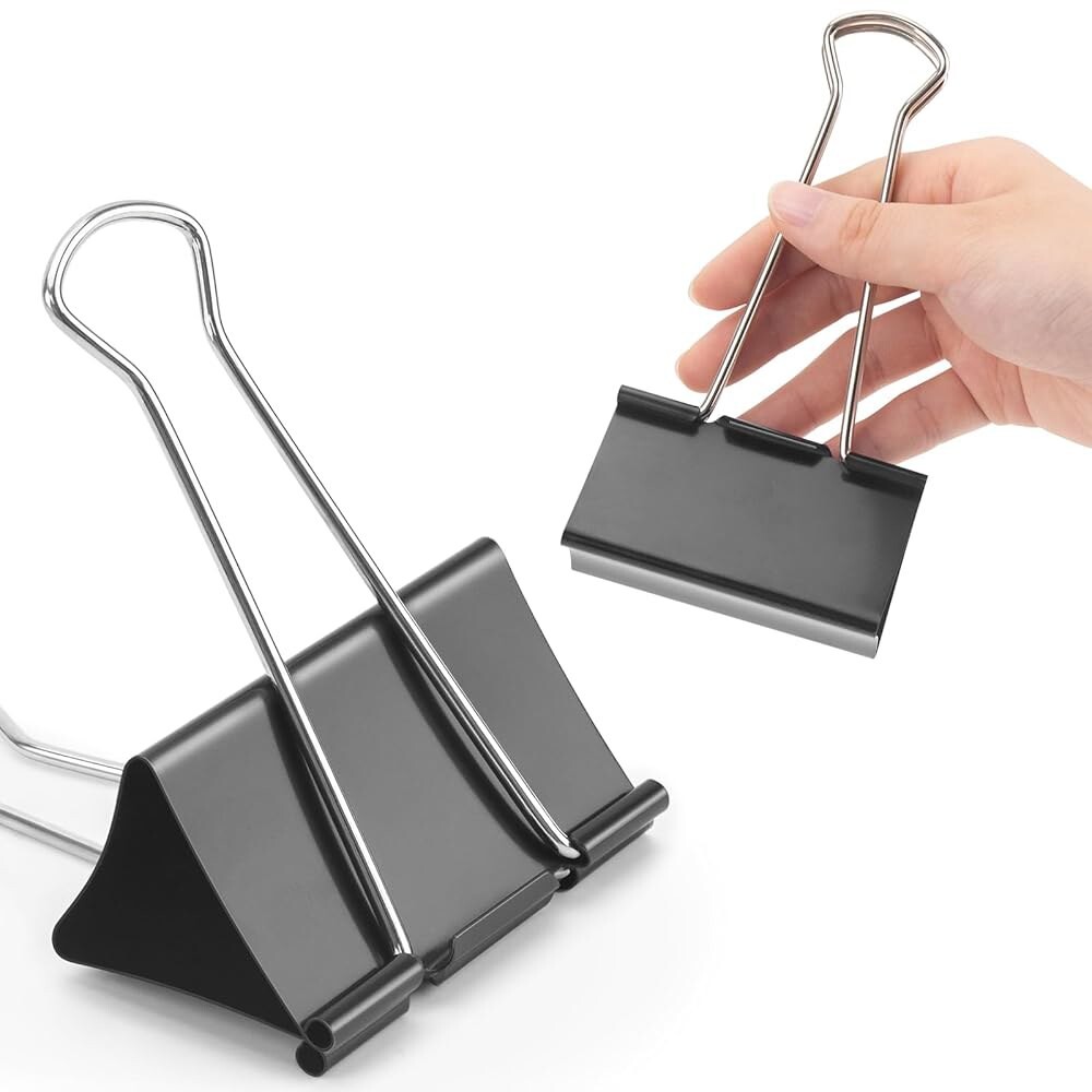 [오늘출발] OWLKELA 3인치 12개 점보 바인더 클립 사무용품용 가정 DS-BL DS-RV 종이 학교 및 검은색 초대형 클램프