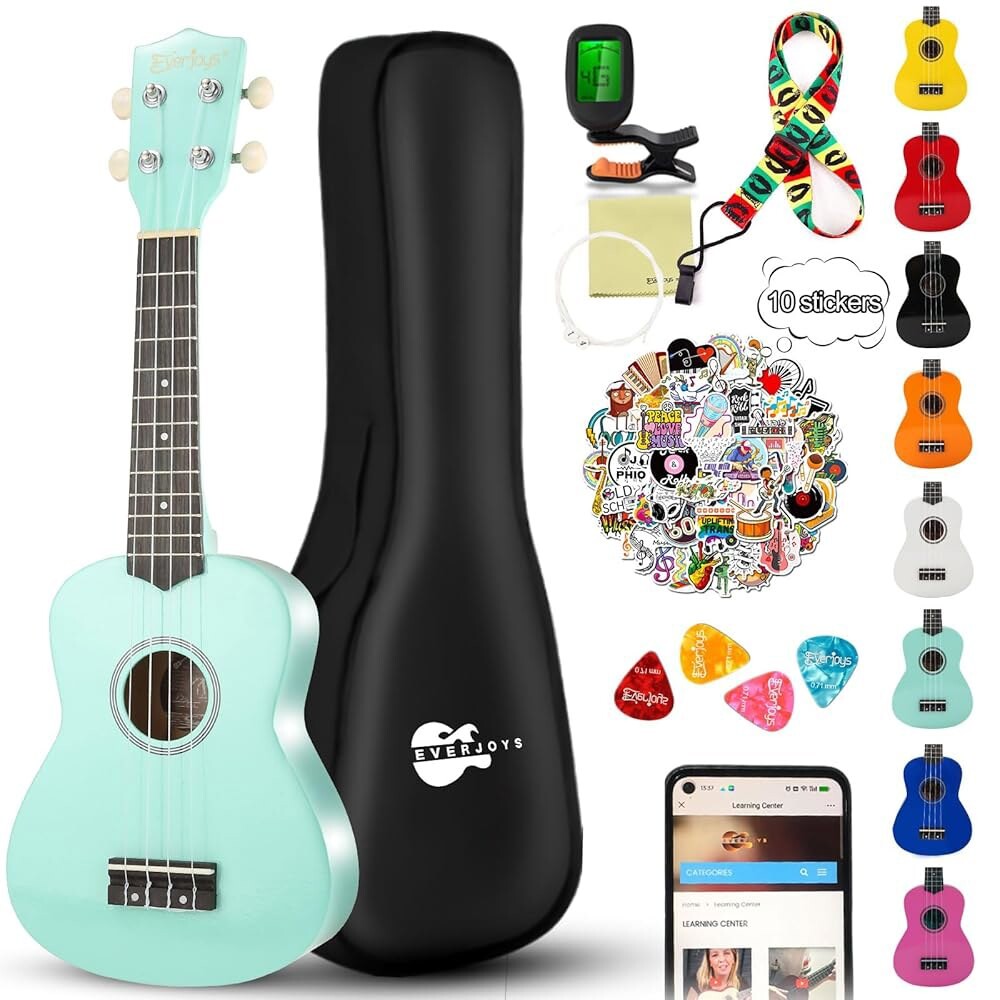 [오늘출발] 소프라노 우쿨렐레 초급 키트 / 무료 온라인 레슨 21인치 기그 백 스트랩 튜너 선택 연마 천 레인보우 시리