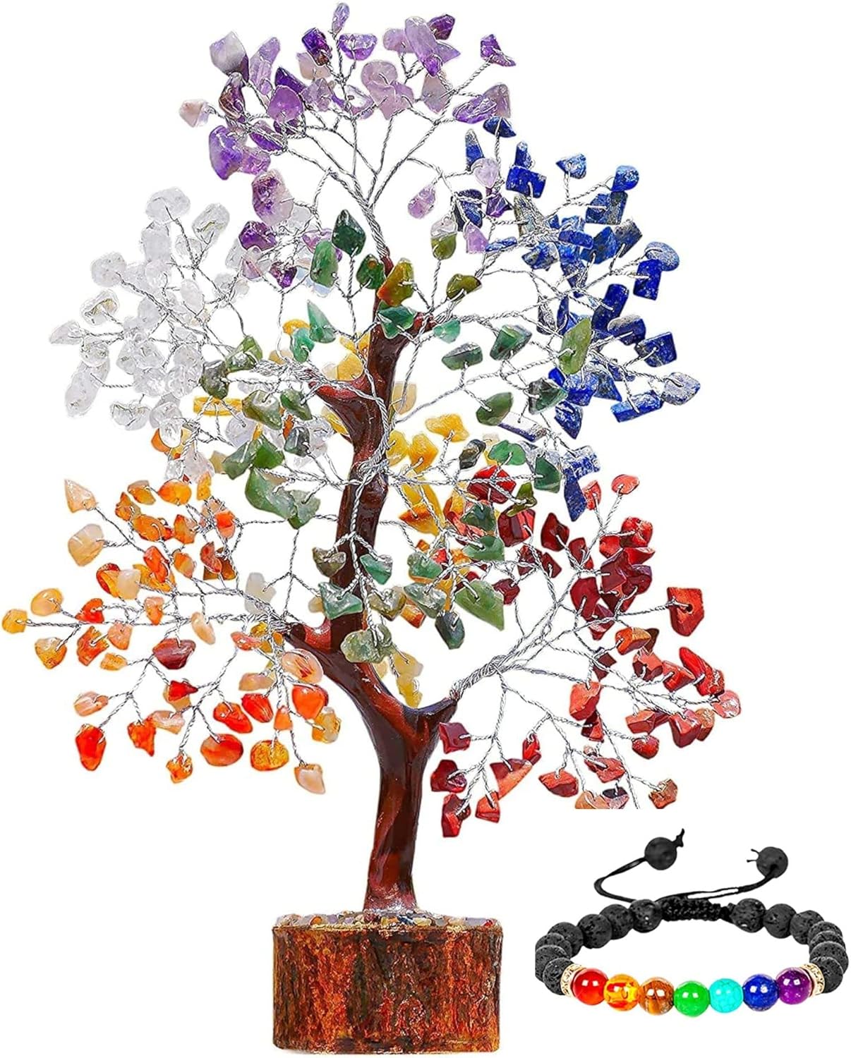 [오늘출발] 아비수비야 세븐 차크라 보석 나무 풍수 피규어 머니 분재 굿 럭 레이키