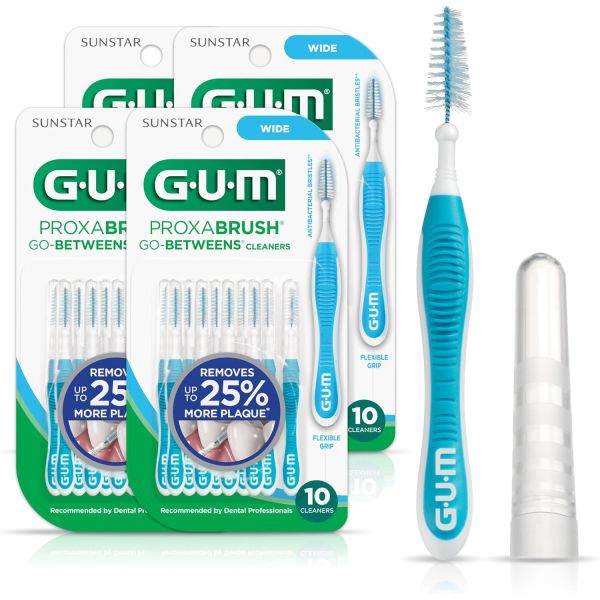 GUM 프로크사브러시 고-베트윈 - 와이드 치간 칫솔 플라크 제거용 부드러운 칫솔모 건강 교정기 및 치과 기