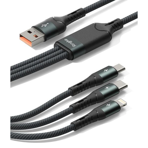 케이블 아이폰호환 데이터 스마트폰 링크케 3in1 고속 충전 멀티 USB A to C 라이트닝 마이크로 3.94 피트