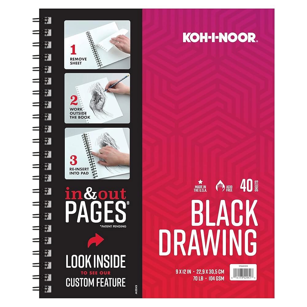 [오늘출발] 패드당 koh-i-noor gsm 22.9 각 드로잉 12인치) 블랙 104 0장 인아웃 30.5cm(9 / 페이지 x 1개 사이드 패드