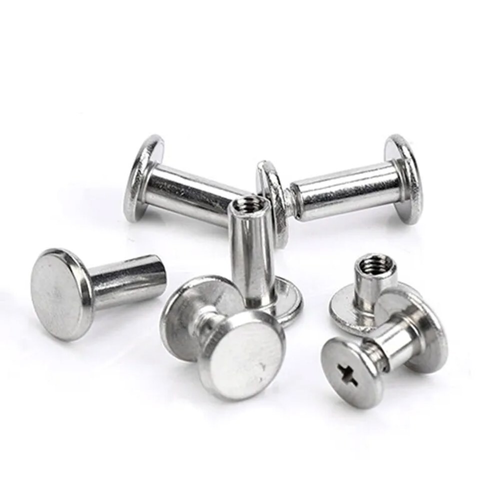 [오늘출발] 10PCS 스테인레스 스틸 바인딩 시카고 나사 스터드 리벳 DIY 사진 앨범 데스크 메뉴 패스너 5MM 캡에 슬롯