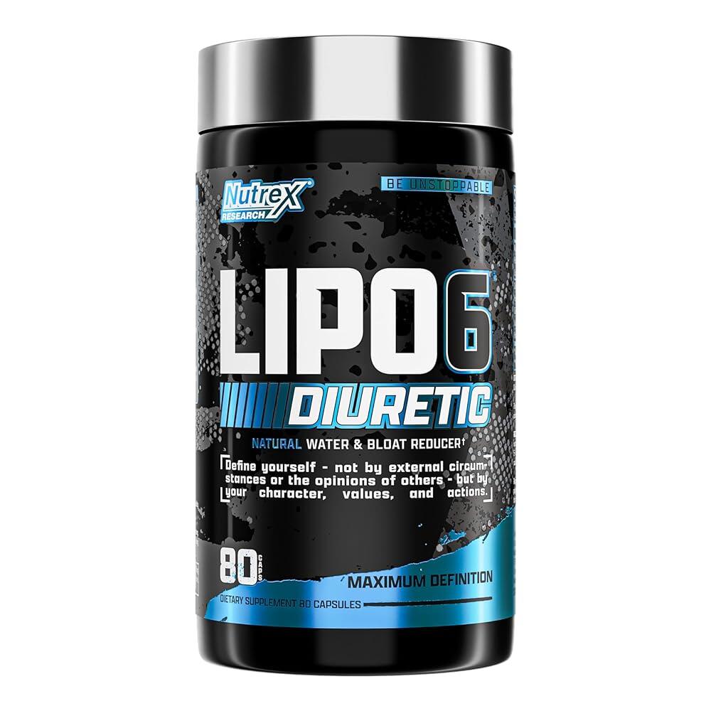 Nutrex Research - Lipo 6 블랙 이뇨제 워터 알약 (80캡슐) - 이뇨제는 팽만감 수분 무게 감소 및 근육 정
