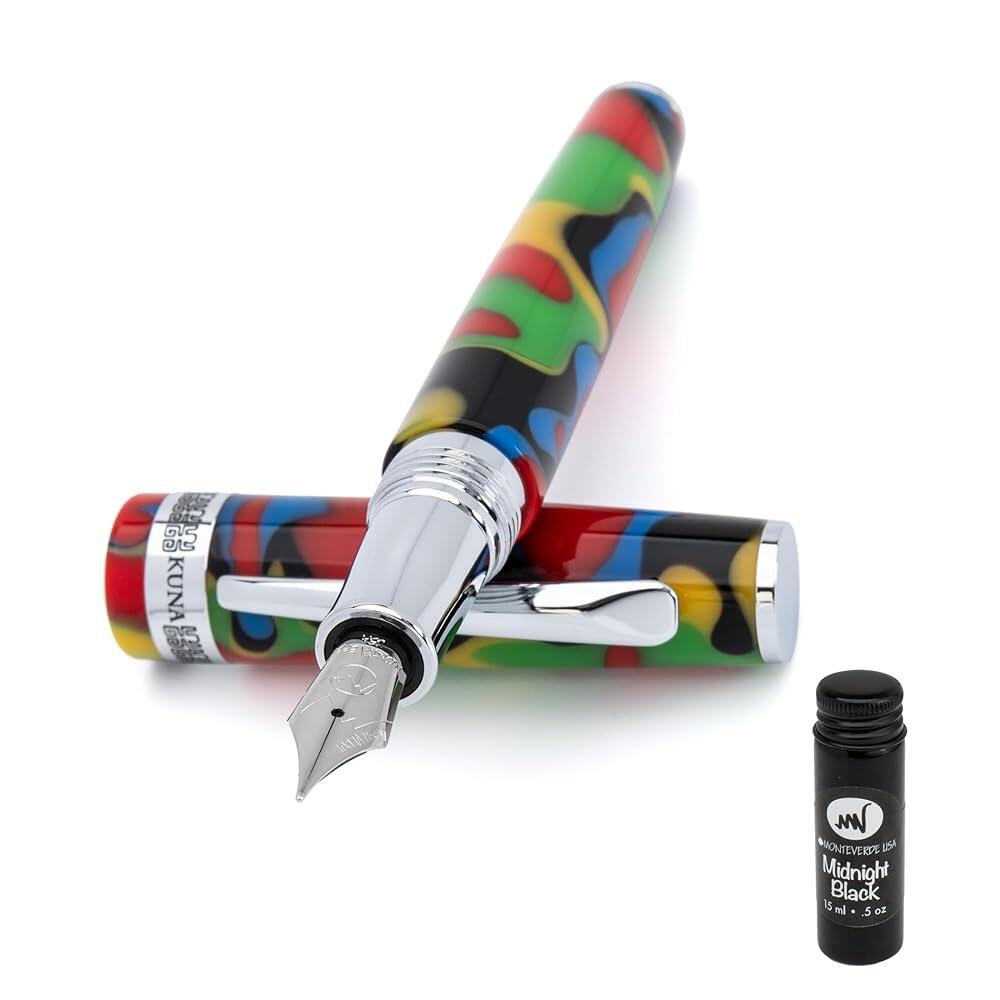 Monteverde USA People of the World 쿠나 만년필 - 옴니플렉스 펜촉 무료 15ml 잉크 병 포함 - 글로벌 헤
