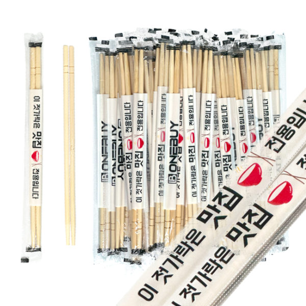 [오늘출발] 원바이 OPP 둥근대나무 젓가락 맛집전용 1000개입 일회용 수저 세트 배달 나무 젓가락 숟가락 포장