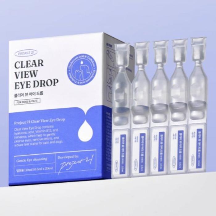프로젝트21 강아지 고양이 인공 눈물 세정제 일회용 클리어뷰 아이드롭 20개입