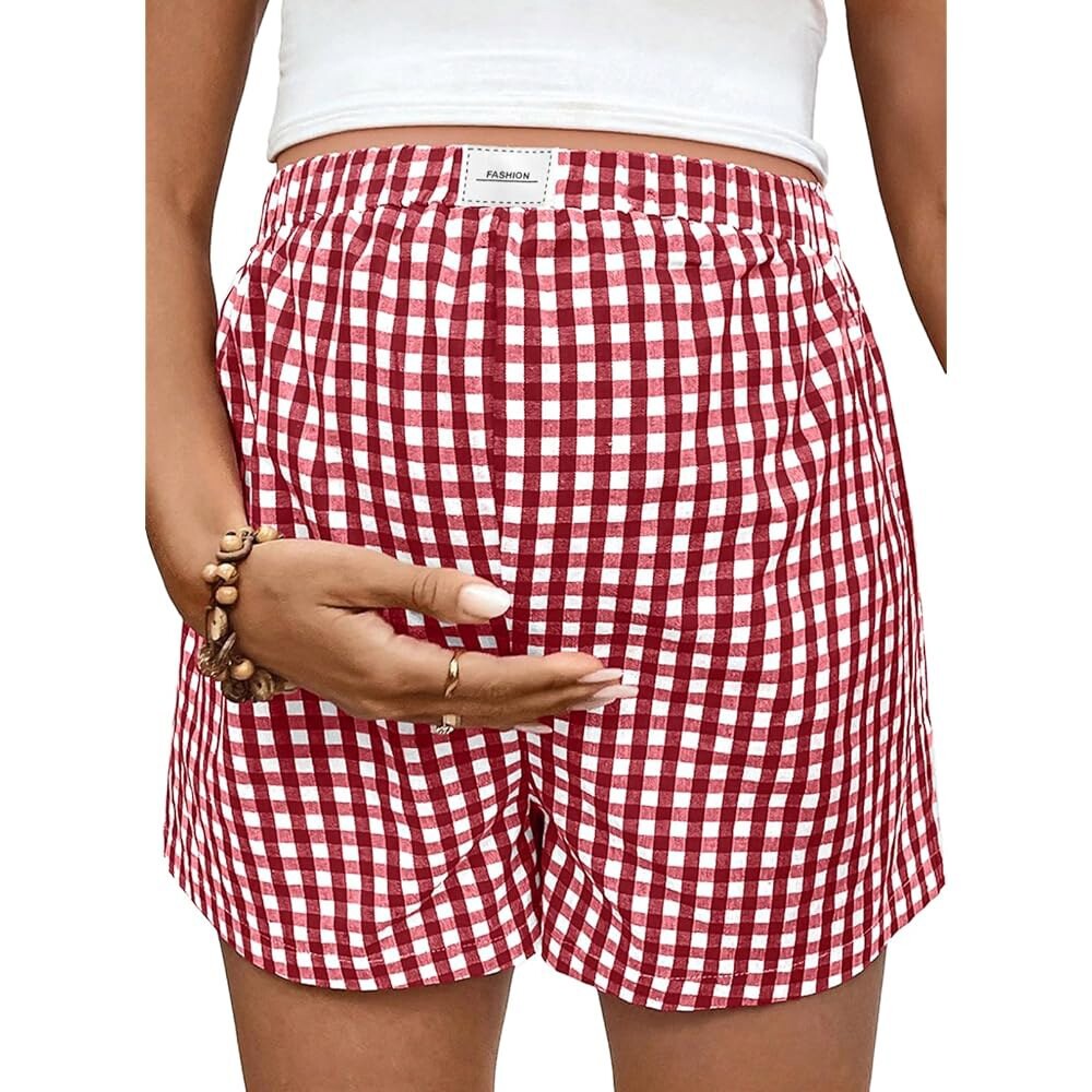 [오늘출발] BLENCOT 여성 임산부 반바지 캐주얼 체크무늬 조절 DS-RV DS-75 그리드 와이드 면 신축성 가능한 허리 레그