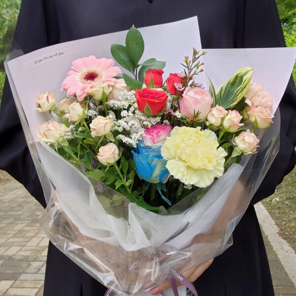 [오늘출발] 헬로우조이풀 졸업식 꽃다발 생화 중형 단체 포장 꽃다발 온라인꽃집 2개부터 추가 할인+할인 쿠폰까지