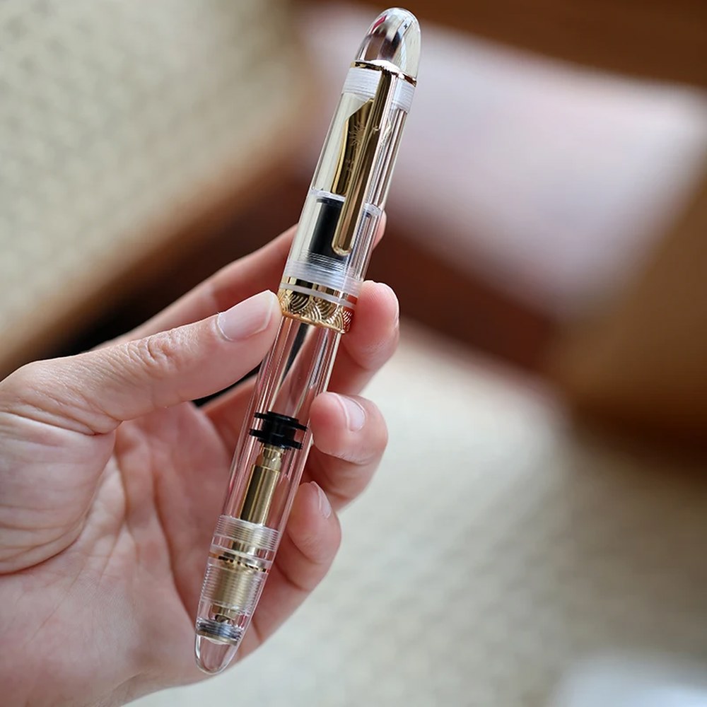 [오늘출발] 부드러운 MAJOHN P140 NO 8 F/M 펜촉 릴 거대한 투명 만년필 에보 피드 대용량 잉크 쓰기 럭셔리