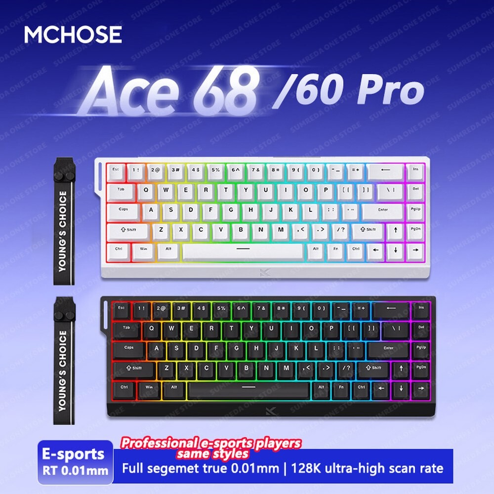 [오늘출발] Mchose Ace68 Ace 60 Pro 유선 게이밍 마그네틱 키보드 8000Hz SOCD/Rs 0.08ms 256K 스캔 속도 RT 0.001mm