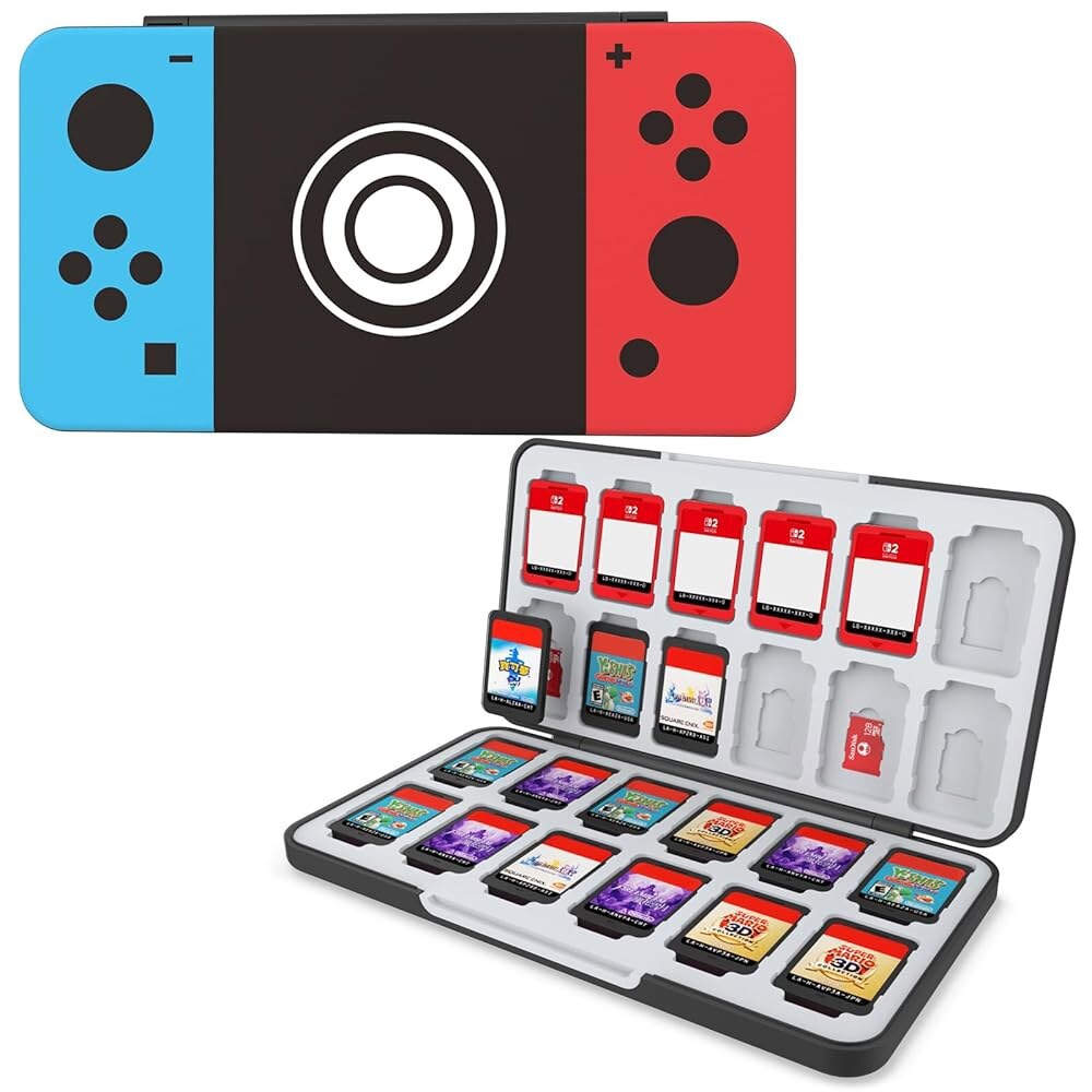 [오늘출발] 스위치/스위치 2(2025)용 하이잉 스위치 게임 카드 케이스 24개의 슬롯과 마이크로 SD 슬롯이 있는 맞춤형